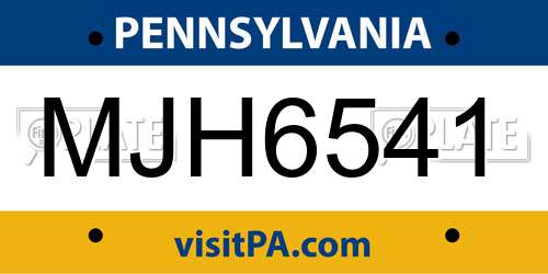 MJH6541 Pennsylvania License Plate
