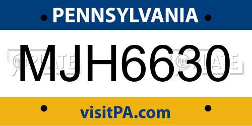 MJH6630 Pennsylvania License Plate