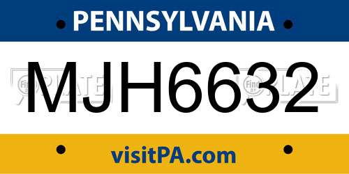 MJH6632 Pennsylvania License Plate