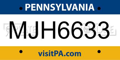 MJH6633 Pennsylvania License Plate