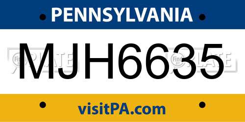 MJH6635 Pennsylvania License Plate