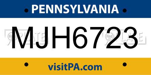 MJH6723 Pennsylvania License Plate
