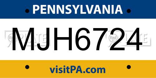 MJH6724 Pennsylvania License Plate