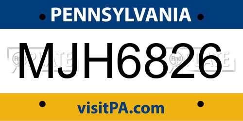 MJH6826 Pennsylvania License Plate