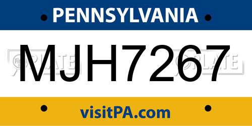 MJH7267 Pennsylvania License Plate