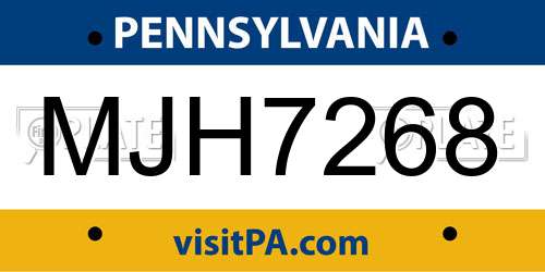 MJH7268 Pennsylvania License Plate