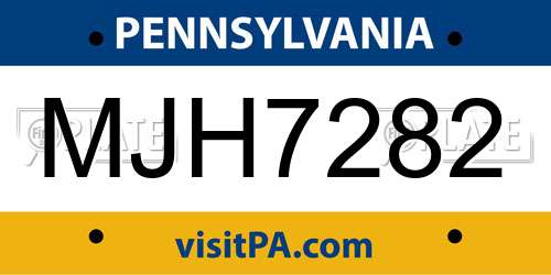 MJH7282 Pennsylvania License Plate