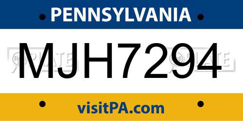 MJH7294 Pennsylvania License Plate