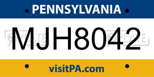 MJH8042 Pennsylvania License Plate