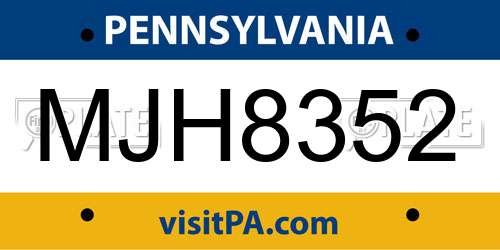 MJH8352 Pennsylvania License Plate