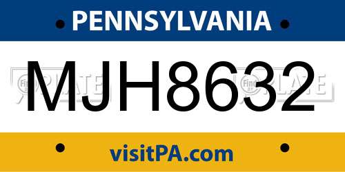MJH8632 Pennsylvania License Plate