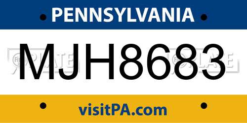 MJH8683 Pennsylvania License Plate