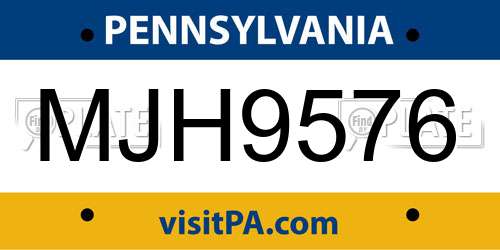 MJH9576 Pennsylvania License Plate