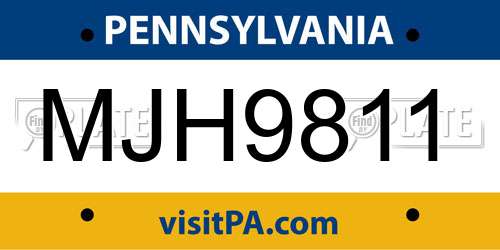 MJH9811 Pennsylvania License Plate