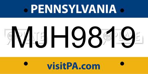 MJH9819 Pennsylvania License Plate