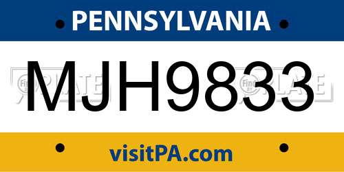 MJH9833 Pennsylvania License Plate