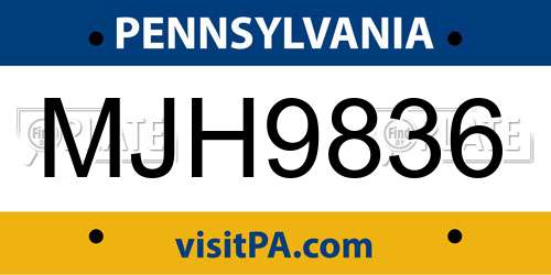 MJH9836 Pennsylvania License Plate