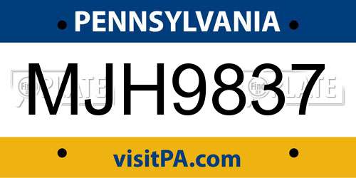 MJH9837 Pennsylvania License Plate
