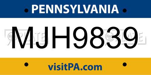MJH9839 Pennsylvania License Plate