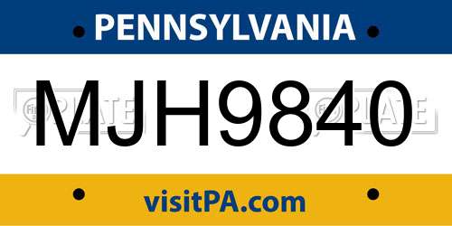 MJH9840 Pennsylvania License Plate