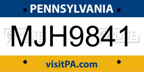 MJH9841 Pennsylvania License Plate