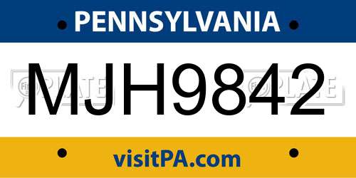 MJH9842 Pennsylvania License Plate