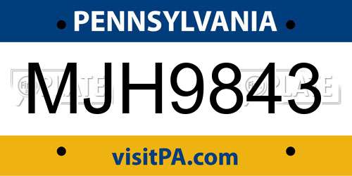 MJH9843 Pennsylvania License Plate