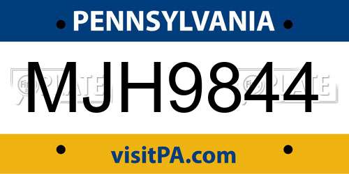 MJH9844 Pennsylvania License Plate