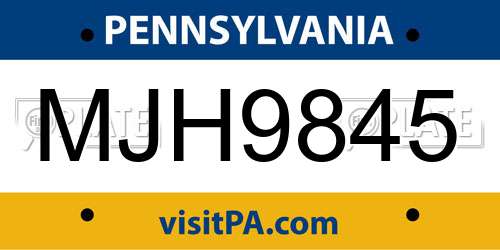MJH9845 Pennsylvania License Plate