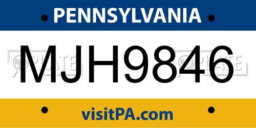 MJH9846 Pennsylvania License Plate