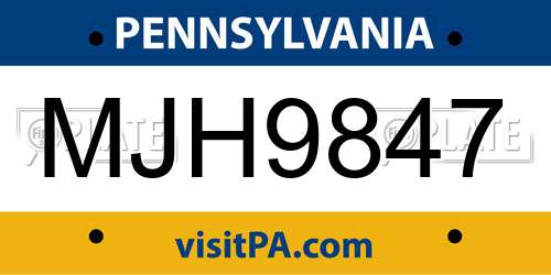 MJH9847 Pennsylvania License Plate