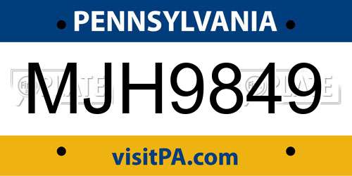 MJH9849 Pennsylvania License Plate