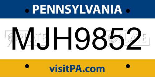 MJH9852 Pennsylvania License Plate