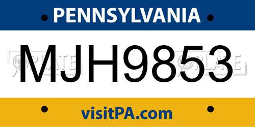 MJH9853 Pennsylvania License Plate