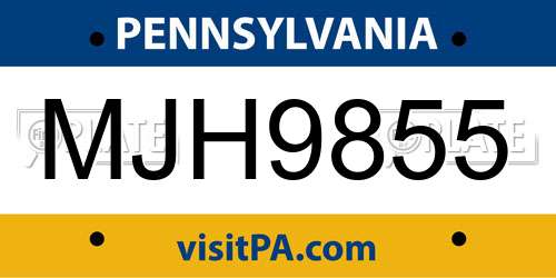 MJH9855 Pennsylvania License Plate