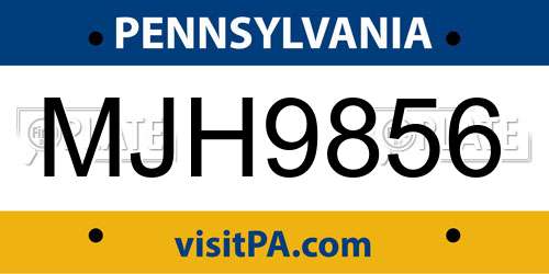 MJH9856 Pennsylvania License Plate