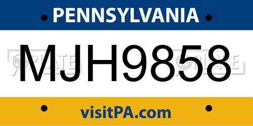 MJH9858 Pennsylvania License Plate