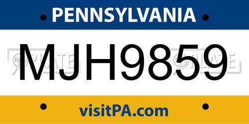 MJH9859 Pennsylvania License Plate