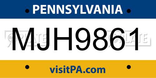 MJH9861 Pennsylvania License Plate