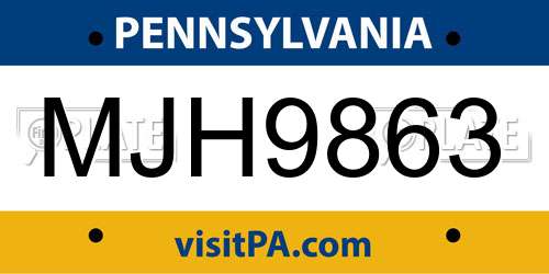 MJH9863 Pennsylvania License Plate