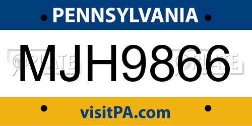 MJH9866 Pennsylvania License Plate