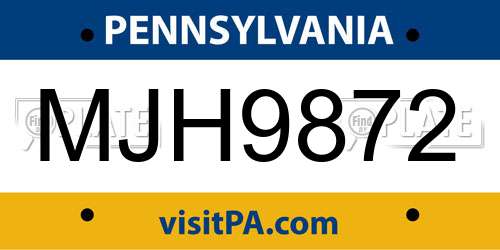 MJH9872 Pennsylvania License Plate