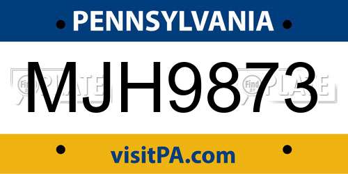 MJH9873 Pennsylvania License Plate