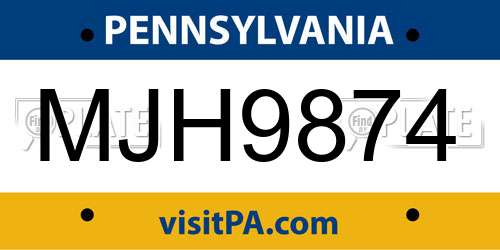 MJH9874 Pennsylvania License Plate