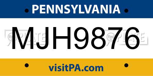 MJH9876 Pennsylvania License Plate