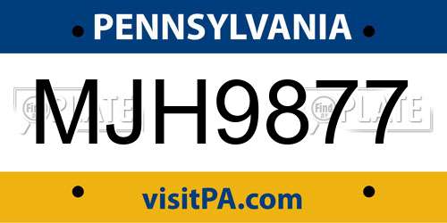 MJH9877 Pennsylvania License Plate