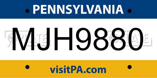 MJH9880 Pennsylvania License Plate