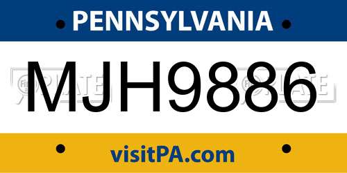 MJH9886 Pennsylvania License Plate