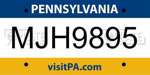 MJH9895 Pennsylvania License Plate
