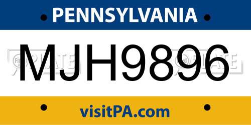 MJH9896 Pennsylvania License Plate